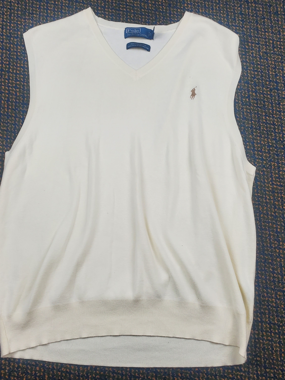 Polo Ralph Lauren Mens XXL Cream Pima Cotton V Neck Sweater Vest